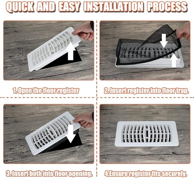 4"x10" Floor Register Trap Covers Screen Air Vent Filters for Home Floor Register Trap Floor Air Vent Screen Covers - 5 Pack