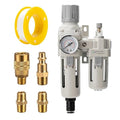 3/8" NPT Auto-Draining Air Filter Regulator Combo with Precision Pressure Gauge | Oil/Water Separator for Compressed Air Systems (0-150 PSI) | Heavy-Duty Brass Construction