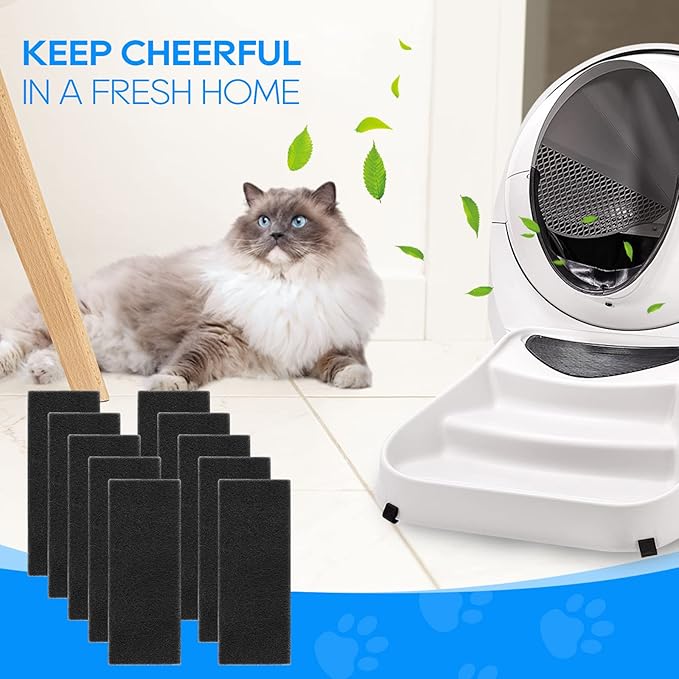 0.6’’ Carbon Filters Compatible with Litter-Robot 3, Activated Carbon Litter Box Filter Compatible with Litter-Robot 3 Self Cleaning Cat Litter Box Filters, Accessories Replacement 8 Pack