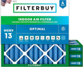 Filterbuy 25x25x2 Air Filter MERV 13 Optimal Smoke & Allergy Defense (4-Pack), Electrostatic Pleated HVAC AC Furnace Filters Replacement, Made in USA (Actual Size: 24.50 x 24.50 x 1.75)
