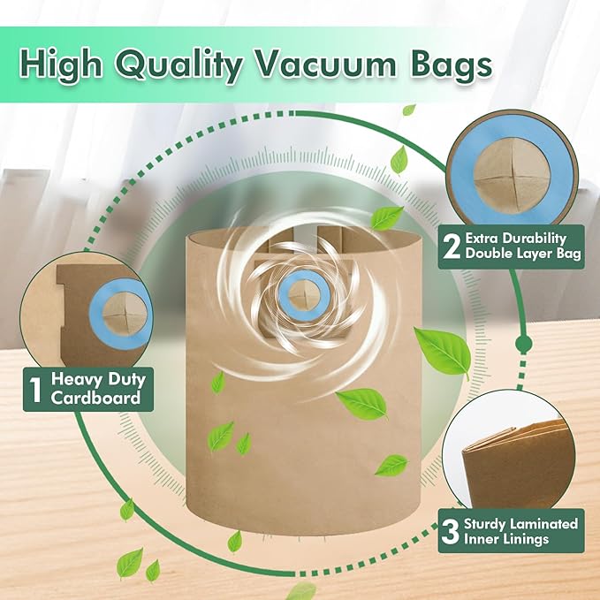 DXVA19-4102 Vacuum Bags Compatible With DEWALT 12-16 Gallon Wet/Dry Vacuum, Disposable Dust Collection Filter Bag DXV12P DXV14P DXV16P DXV16PA DXV16S