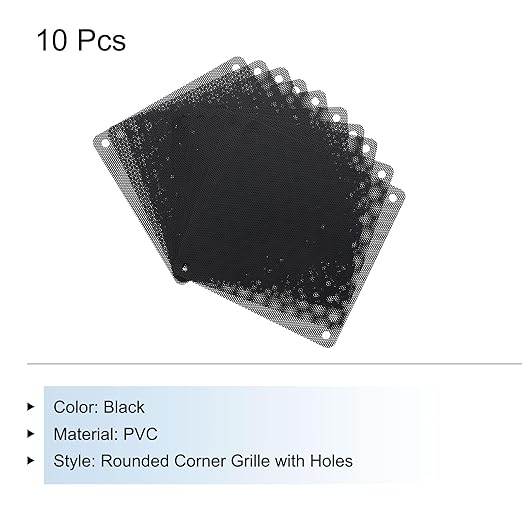 MECCANIXITY 10PCS PC Dust Filter, 120mmx120mm PVC Computer Case Cooler Dustproof Mesh Cover Fan Grills for Computer Chassis Speaker, Black