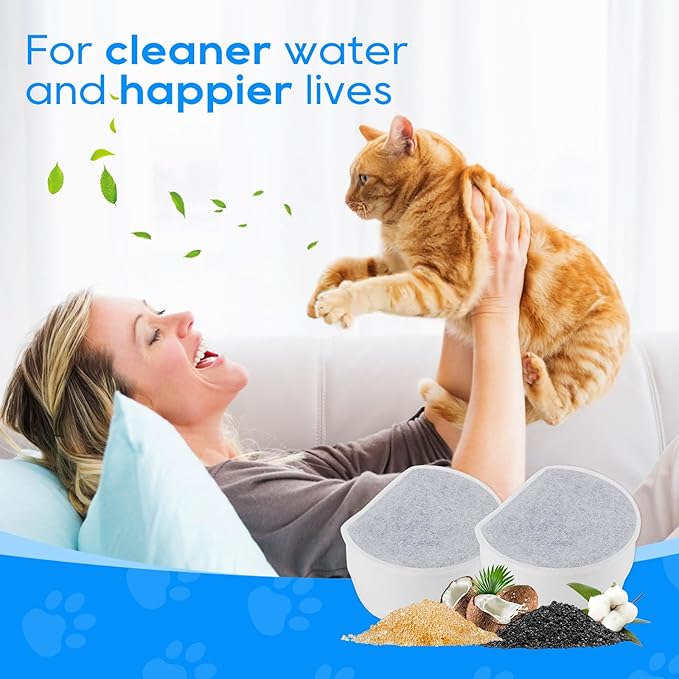 Cat Fountain Filter - Pre-Sponge & Carbon Filters Fit for Petsafe & Drinkwell Fountain - 4+4 Pack