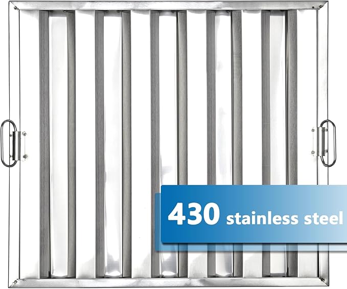 19.5 in x24.5 in Commercial Hood Filters - 430 Stainless Steel 5-Groove Baffle Filters for Restaurant Kitchen Exhaust Hoods Pack of 6