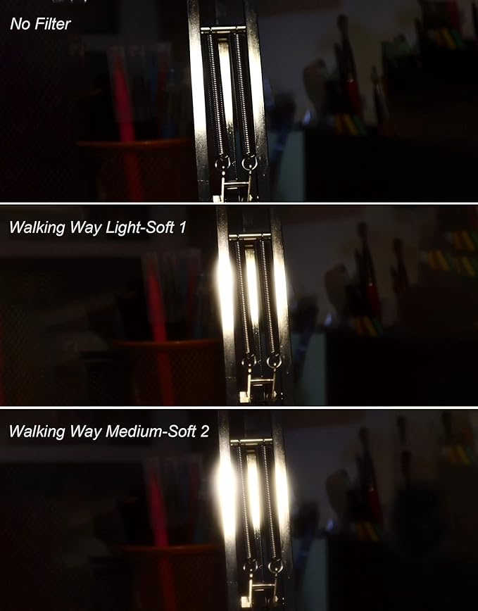 Walking Way 46MM White Pro Mist Diffusion Filter Set - Soft Focus, Dreamy Fog Effect - 2pcs (Mist 1 & 2) for DSLR & Video