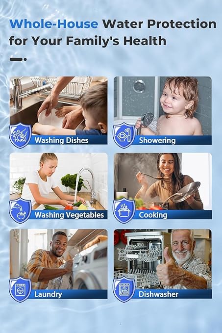 iSpring SGS-Tested Lead Removal Whole House Water Filter System w/ 3/4'' Push-Fit Stainless Steel Hoses, Reduces Arsenic, Cadmium, Mercury, Chlorine & up to 99% Lead, Model: WGB32B-CPB+AHPF12MNPT16X2