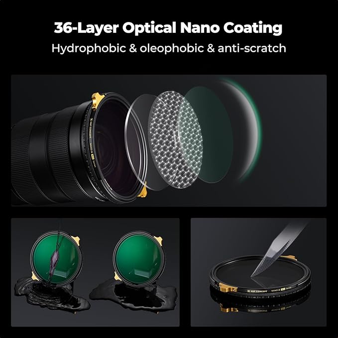 K&F CONCEPT 82mm Variable ND2-32 ND Lens Filter & Circular Polarizing Filter 2-in-1 for Camera Lens, Waterproof Scratch Resistant with 36 Multi-Layer Coatings (Nano-X PRO Series)