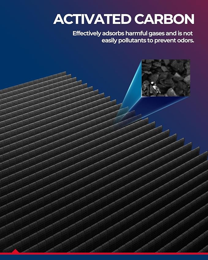 KAX Cabin Air Filter with Activated Carbon, CF10729 Replacement for Ram 1500/2500/3500, Dodge Journey, Avenger, Caliber, Jeep Patriot, Compass, Chrysler 200, Sebring, Passenger Compartment Air Filter