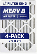 Filter King 7x8x1 Air Filter | 4-PACK | MERV 8 HVAC Pleated A/C Furnace Filters | MADE IN USA | Actual Size: 7 x 8 x .75"