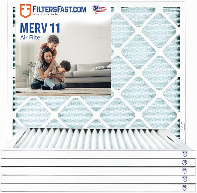 Filters Fast 16x16x1 Air Filter MERV 11, 1" AC Furnace Air Filters, Made in the USA, Actual Size: 15.75"x15.75"x0.75, 6 Pack