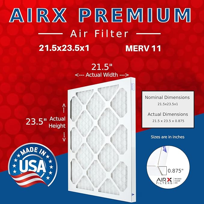 AIRX FILTERS WICKED CLEAN AIR. 21.5x23.5x1 Air Filter MERV 11 Electrostatic Pleated Air Conditioner Filter 4 Pack HVAC AC Furnace Filters