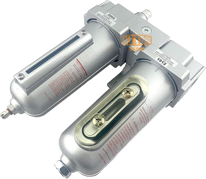 1/2" NPT HEAVY DUTY Industrial Grade 2 Stages Coalescing Filter Desiccant Dryer System For Compressed Air Lines, Metal Bowls, Great For Paint Spray And Plasma Cutter