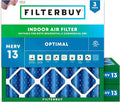Filterbuy 20x20x4 Air Filter MERV 13 Optimal Smoke & Allergy Defense (3-Pack), Electrostatic Pleated HVAC AC Furnace Filters Replacement, Made in USA (Actual Size: 19.50 x 19.50 x 3.63)