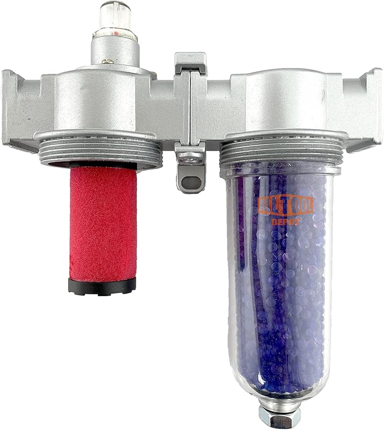 3/8" NPT MID FLOW 2 Stages Coalescing Filter Desiccant Dryer System For Compressed Air Lines, Poly Bowls, Great For Paint Spray And Plasma Cutter