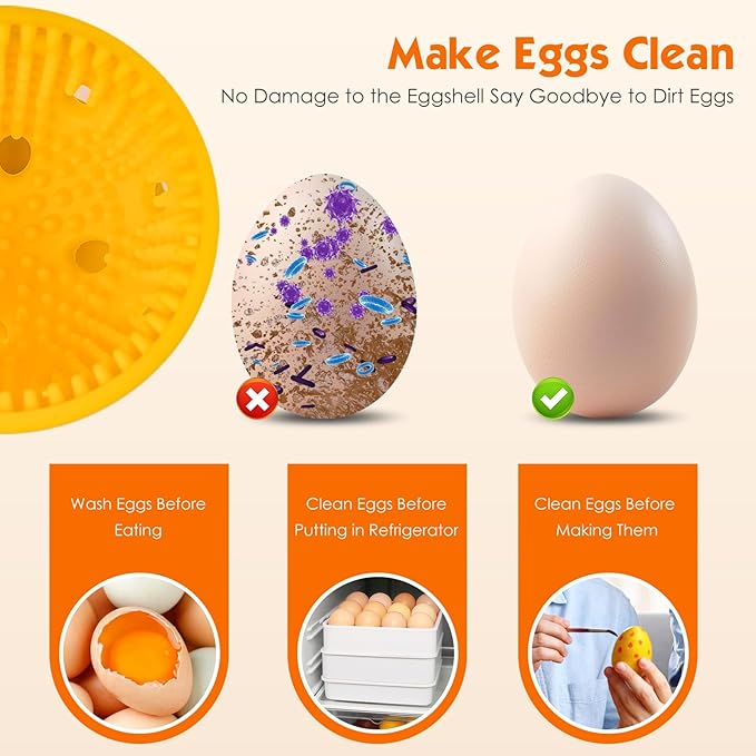 2 PCS Egg Washer for Fresh Eggs, Silicone Egg Brush Cleaner, Egg Cleaner Scrubber for Fresh Eggs, Reusable Multipurpose Washing Egg Tool for Fruits and Vegetables(White/Grey)