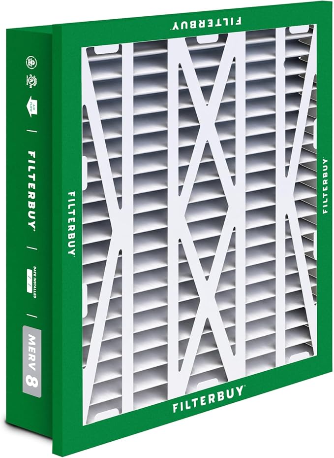 Filterbuy 24x24x5 Air Filter MERV 8 Essential Dust & Allergy Defense (2-Pack), Electrostatic Pleated HVAC AC Furnace Filters Replacement for Honeywell Return Grille (Actual Size: 22.38 x 22.38 x 4.38)