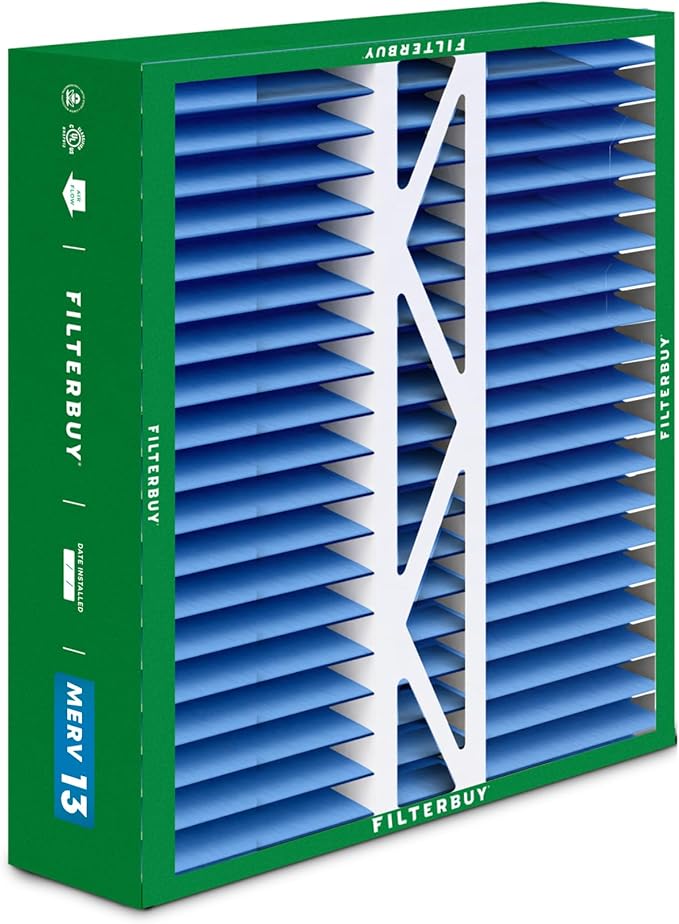 Filterbuy 20x20x5 Air Filter MERV 13 Optimal Smoke & Allergy Defense (2-Pack), Pleated HVAC AC Furnace Filters for Honeywell FC100A1011, Lennox X0585, and More (Actual Size: 19.63 x 19.88 x 4.38)