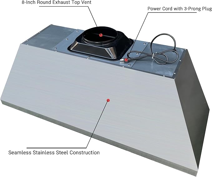 CT Copper Tailor Copper Vent Hood Island Mount,60'' W,39''H,1260 CFM Exhaust Fan,Stainless Steel Vent,LED Light,Dishwasher-Safe Baffle Filters,Light Hammered-Medium Patina,VH14TA2L