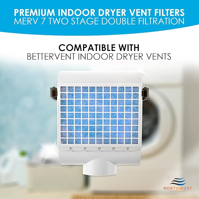 Dryer Filter Replacement - Compatible with Better Vent Indoor Dryer Vent Systems - Portable Indoor Dryer Filters - MERV 7 Double Filtration (24-Pack)