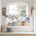 Navy Blue Pumpkin Fall Kitchen Tier Curtains 36 Inch Long 2 Panel Set,Rod Pocket Half Window Curtains Over Sink,Thanksgiving Maple Leaves Branches Short Drapes for Bathroom Cafe 27.5"W x 36"L