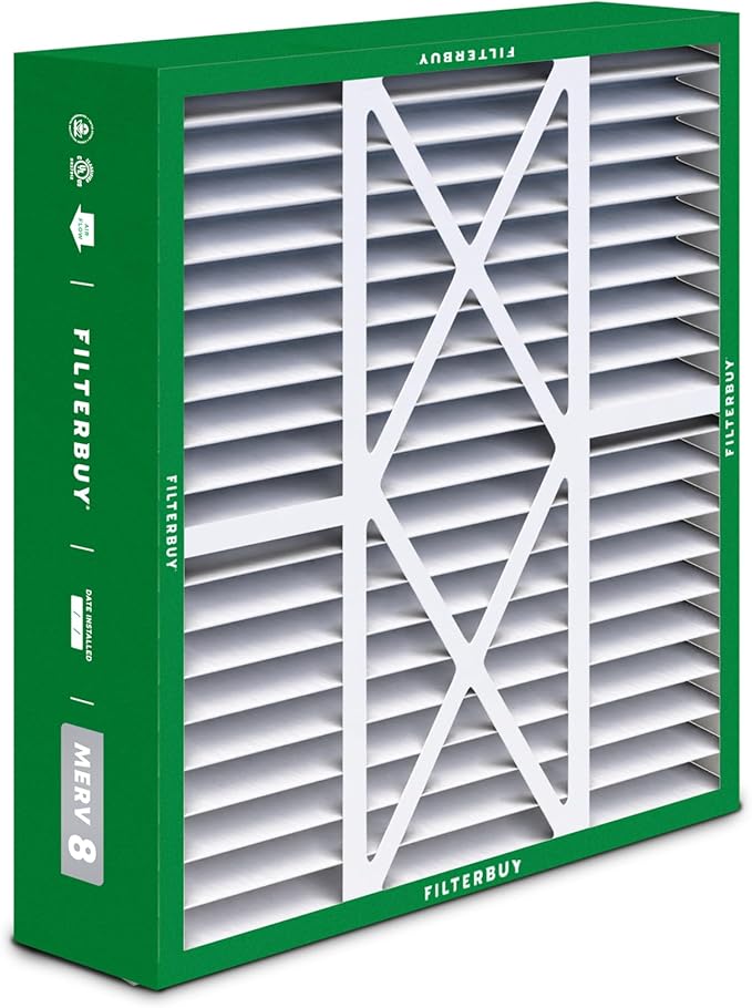 Filterbuy 20x22x5 Air Filter MERV 8 Essential Dust & Allergy Defense (2-Pack), Pleated HVAC AC Furnace Filters for Amana, Goodman, Nordyne, and Five Seasons (Actual Size: 19.50 x 21.94 x 5.25)