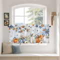 Fall Blue Maple Kitchen Tier Curtains 24 Inch Long 2 Panel Set,Rod Pocket Cafe Small Window Curtains Over Sink,Thanksgiving Pumpkins Daisy Country Leaves Short Drapes for Bathroom 27.5"W x 24"L