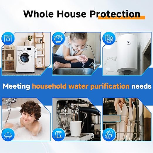 PUREPLUS Whole House Water Filter Housing, 10"x4.5" Sediment Cartridge Universal Housing, Pre-Filtration System, with Pressure Gauge, 1" NPT Port