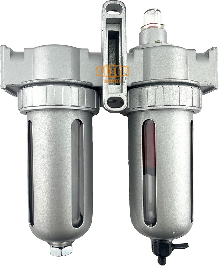 3/8" NPT MID FLOW 2 Stages Coalescing Filter Desiccant Dryer System For Compressed Air Lines, Poly Bowls, Great For Paint Spray And Plasma Cutter