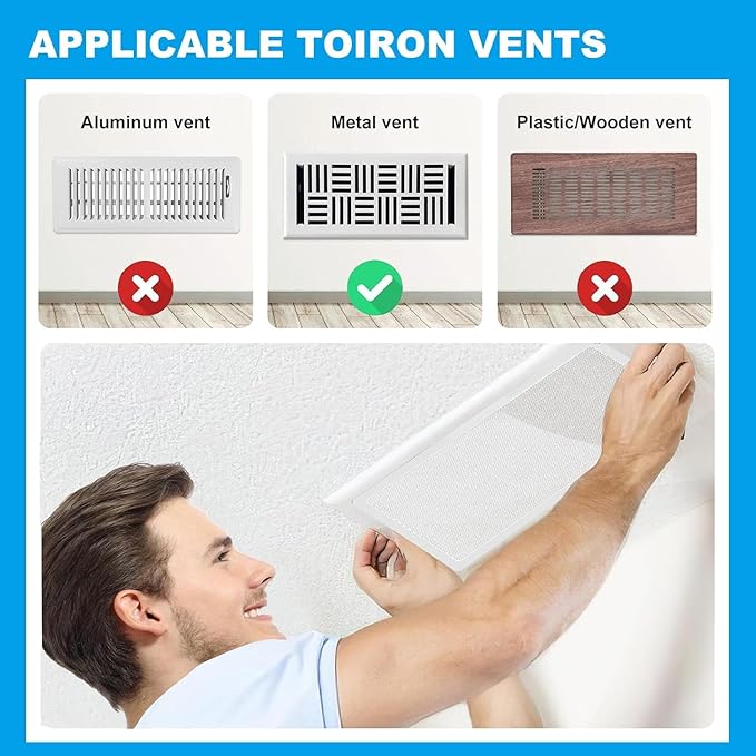 4 PCS White Magnetic Vent Covers -5"x11" Magnetic Air Vent Screen - for Floor/Wall/Ceiling Registers - Easy Install, Secure Fit - Durable(Fits Registers 5"to 6" Width x 11" to12.5"Length)