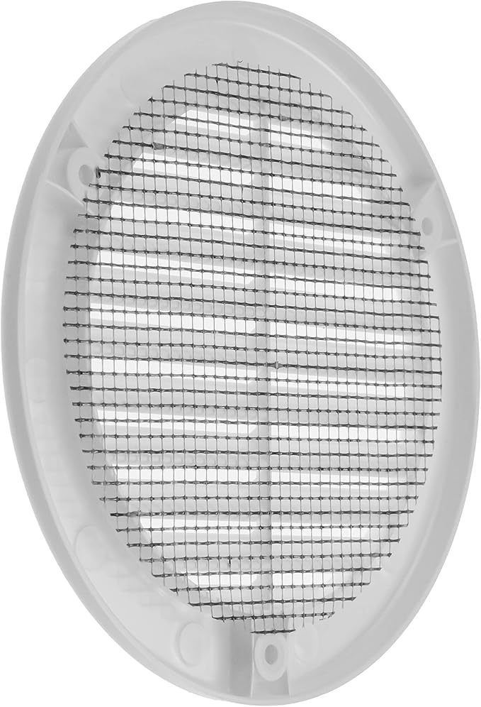 Vent Systems 4" Inch (Opening Dimensions) White Soffit Vent Cover - Plastic Round Air Vent Grille - Built-in Mesh Screen - HVAC Register Louver for Bathroom, Home, Kitchen