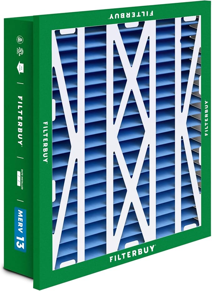 Filterbuy 20x20x5 Air Filter MERV 13 Optimal Smoke & Allergy Defense (2-Pack), Electrostatic Pleated HVAC AC Furnace Filters for Honeywell Return Grille FC40R1003 (Actual Size: 18.38 x 18.38 x 3.69)