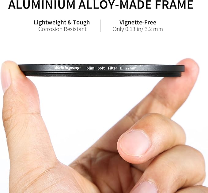 Walking Way 49MM Soft Focus Filter White Pro Mist Diffusion Filter Dreamy Fog Effect Circular Lens Filter Softening Diffuser for Digital DSLR Camera and Video(Light-Soft 1, 49MM)