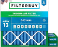 Filterbuy 18x18x2 Air Filter MERV 13 Optimal Smoke & Allergy Defense (3-Pack), Electrostatic Pleated HVAC AC Furnace Filters Replacement, Made in USA (Actual Size: 17.75 x 17.75 x 1.75)