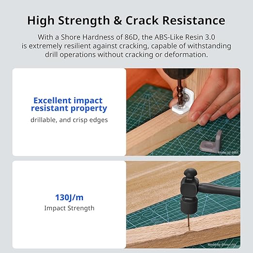 ANYCUBIC ABS-Like Resin 3.0, 3D Printer Resin with Enhanced Strength and Toughness, High Precision and Minimal Shrinkage, Wide Compatibility for All LCD Resin 3D Printers (White, 2kg)