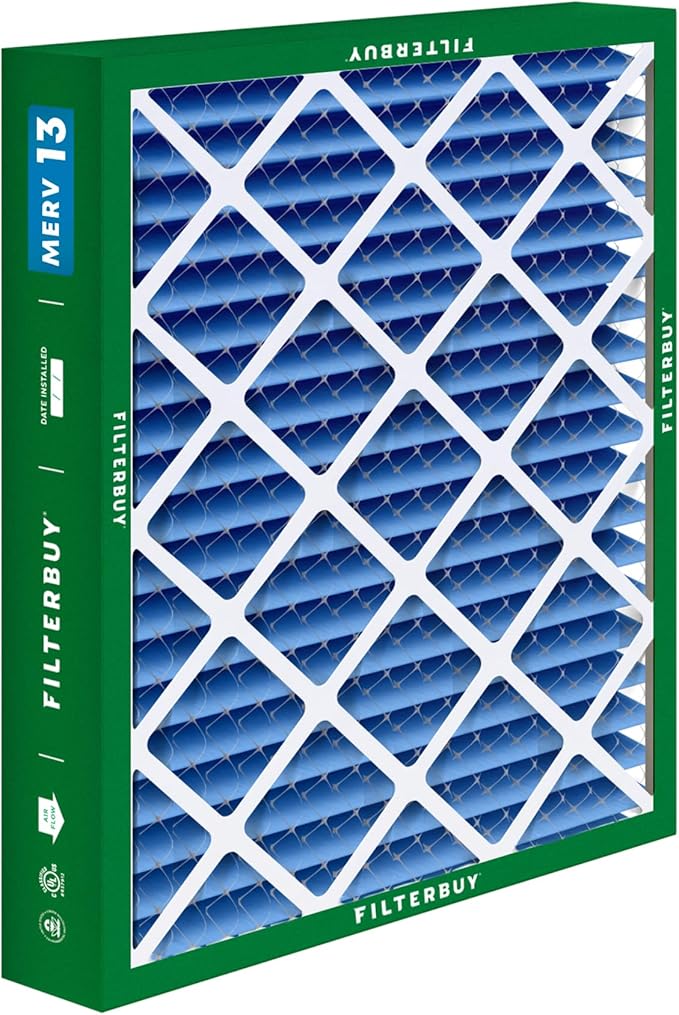 Filterbuy 20x20x5 Air Filter MERV 13 Optimal Smoke & Allergy Defense (2-Pack), Pleated HVAC AC Furnace Filters for Honeywell FC100A1011, Lennox X0585, and More (Actual Size: 19.63 x 19.88 x 4.38)