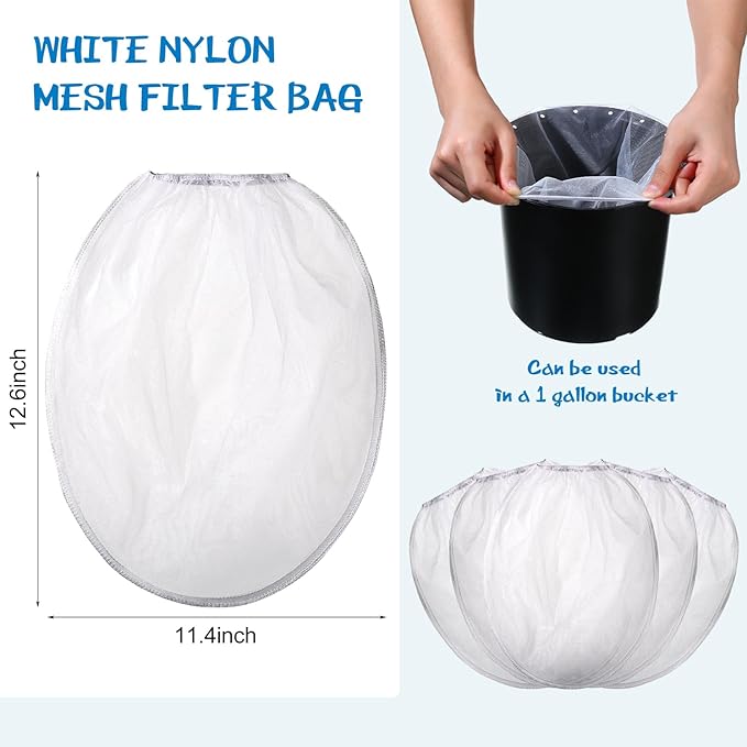 Boao 80 Pieces Paint Strainer Bags White Fine Mesh Filters Bag Bucket Elastic Opening Strainer Bags Hydroponic Paint Filter Bag for Paint Gardening (5 Gallon)