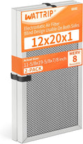 2-Pack 12x20x1 MERV 8 Reusable & Washable Electrostatic Air Filters - Long-Lasting Filter for HVAC, Furnace & Air Conditioner Units, Actual Size: 11-5/8” x 19-5/8” x 7/8”
