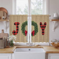 Red Green Christmas Kitchen Curtains 54 Inch Long 2 Panel Set, Rod Pocket Window Curtains Panels, Xmas Botanical Winter Farmhouse Light Filtering Drapery Draperies for Bathroom Bedroom 52"W x 54"L