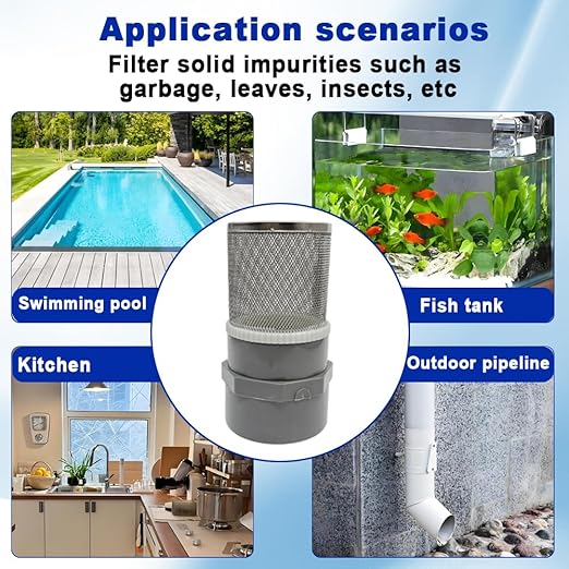 3/4" Stainless Steel Filter Cover Connected to 3/4" DN20 Grey PVC Water Pipe, Suction Strainers Used to Remove Debris and Reduce Solid Entry(1pcs)