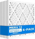 (6 Pack) 20x25x1 Furnace Air Filters, MPR 1900 & FPR 10, MERV 13 Pleated Air Filter (Actual Size: 19 3/4"x 24 3/4" x 3/4")