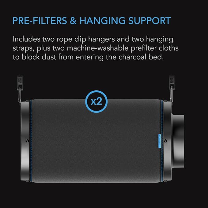 AC Infinity Air Carbon Filter 4" with Premium Australian Virgin Charcoal, for Inline Duct Fan, Odor Control, Hydroponics, Grow Rooms
