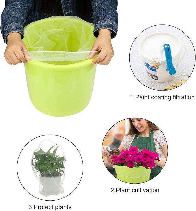 Paint Strainer Bags White Fine Mesh Filters Bag Bucket Elastic Opening Strainer Bags Hydroponic Paint Filter Bag for Paint Gardening (30 Pieces, 5 Gallon)
