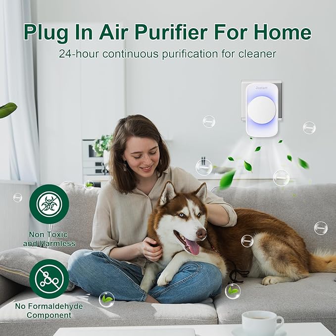 Air Ionizer for Home(6 pack), Ionic Air Purifier Plug in with 6 Carbon Fiber Tips, Ultra Quiet Portable Air Cleaner for Kitchen Bedroom Office Bathroom,Energy Efficient with Blue/Warm White Mood Light