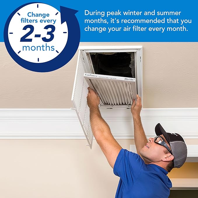 LotFancy 10x20x1 Air Filter MERV 13 4-Pack, Electrostatic Pleated HVAC Furnace Air Filter, Captures Pet Dander Smog Smoke, Actual Size: 9.75"x19.75"x0.75"