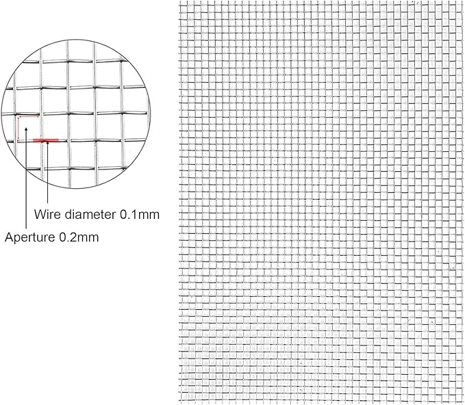 Stainless Steel Woven Wire Mesh 304 Stainless Steel Woven Wire, 80 Mesh Fly Mosquito Net, Fine Screen, Rodents Garden Insect Screen, for Vent, Filter