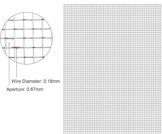 MRYBD 304 Stainless Steel Woven Wire Mesh Small 1mm Hole Fine Wire Mesh, 30 Mesh Drain Cover Mesh, Garden Insect Screen, for Air Bricks, Window, Vents, Filter 1x12m