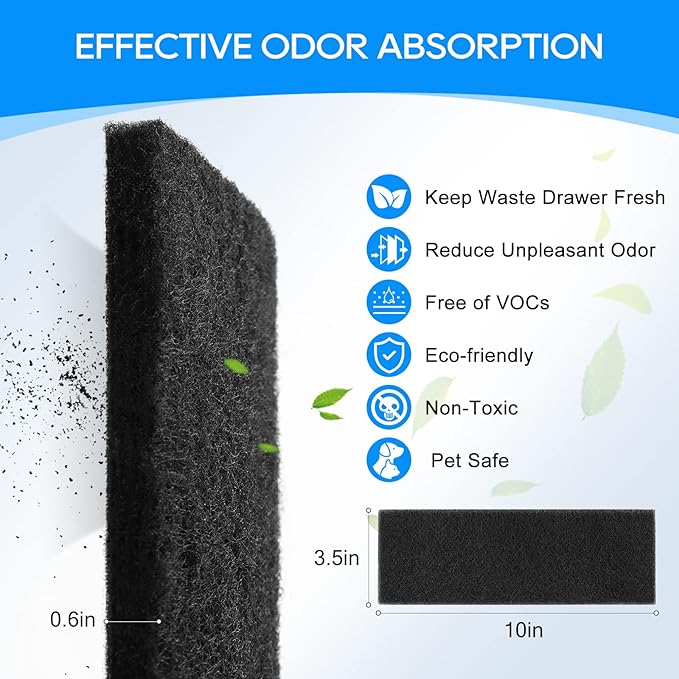 0.6’’ Carbon Filters Compatible with Litter-Robot 3, Activated Carbon Litter Box Filter Compatible with Litter-Robot 3 Self Cleaning Cat Litter Box Filters, Accessories Replacement 8 Pack