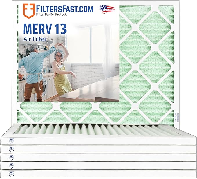 Filters Fast 12x36x1 Air Filter Merv 13, 1" AC Furnace Air Filters, Made in the USA, Actual Size: 11.75" x 35.75" x 0.75, 6 Pack