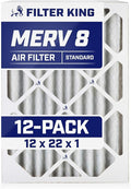 Filter King 12x22x1 Air Filter | 12-PACK | MERV 8 HVAC Pleated A/C Furnace Filters | MADE IN USA | Actual Size: 12 x 22 x .75"