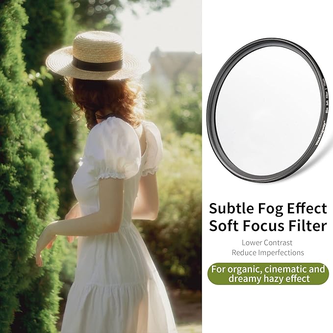 Walking Way 46MM White Mist Diffusion Filter - Subtler Soft Focus Circular Lens Filter - Dreamy Fog Effect Softening Camera Diffuser for Digital DSLR Camera (Light-Soft 1, 46MM)